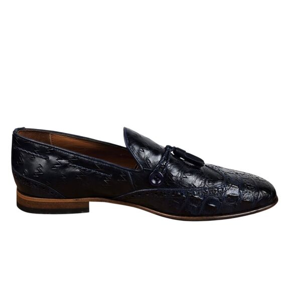 The Istanbul Navy Blue Leather Tassel Loafer Shoe Sz 44 US 10.5 - 11 Leather main image 3